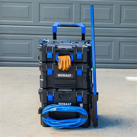 kobalt 25-in black plastic wheeled lockable tool box double-sided steel|Kobalt Stackable Portable Tool Boxes .